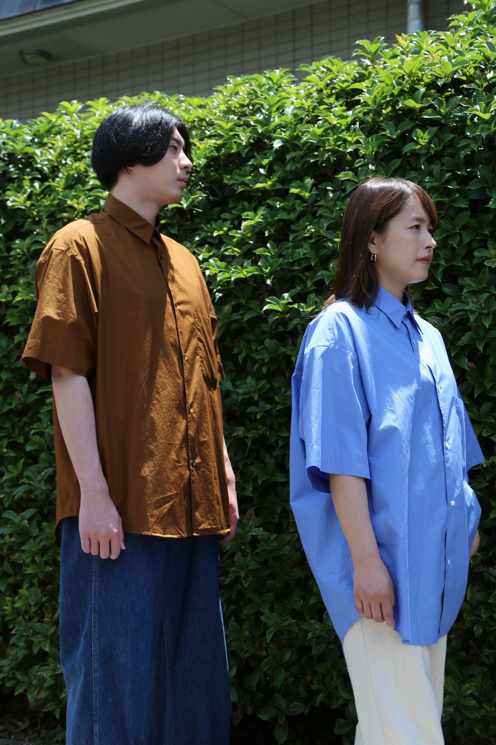 Graphpaper Broad Oversized S/S Regular Collar Shirt(GM212-50625B) style. 2021.05.30.