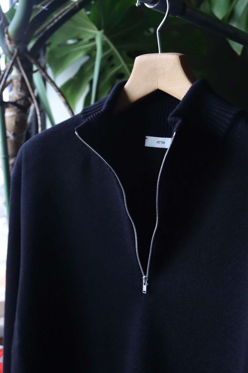 ATON - エイトン 23SS WOOL WASHI HALF ZIP SWEATER 