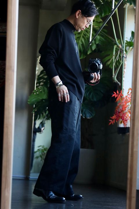 Graphpaper Suvin Herringbone Cargo Pants"BLACK"スタイル