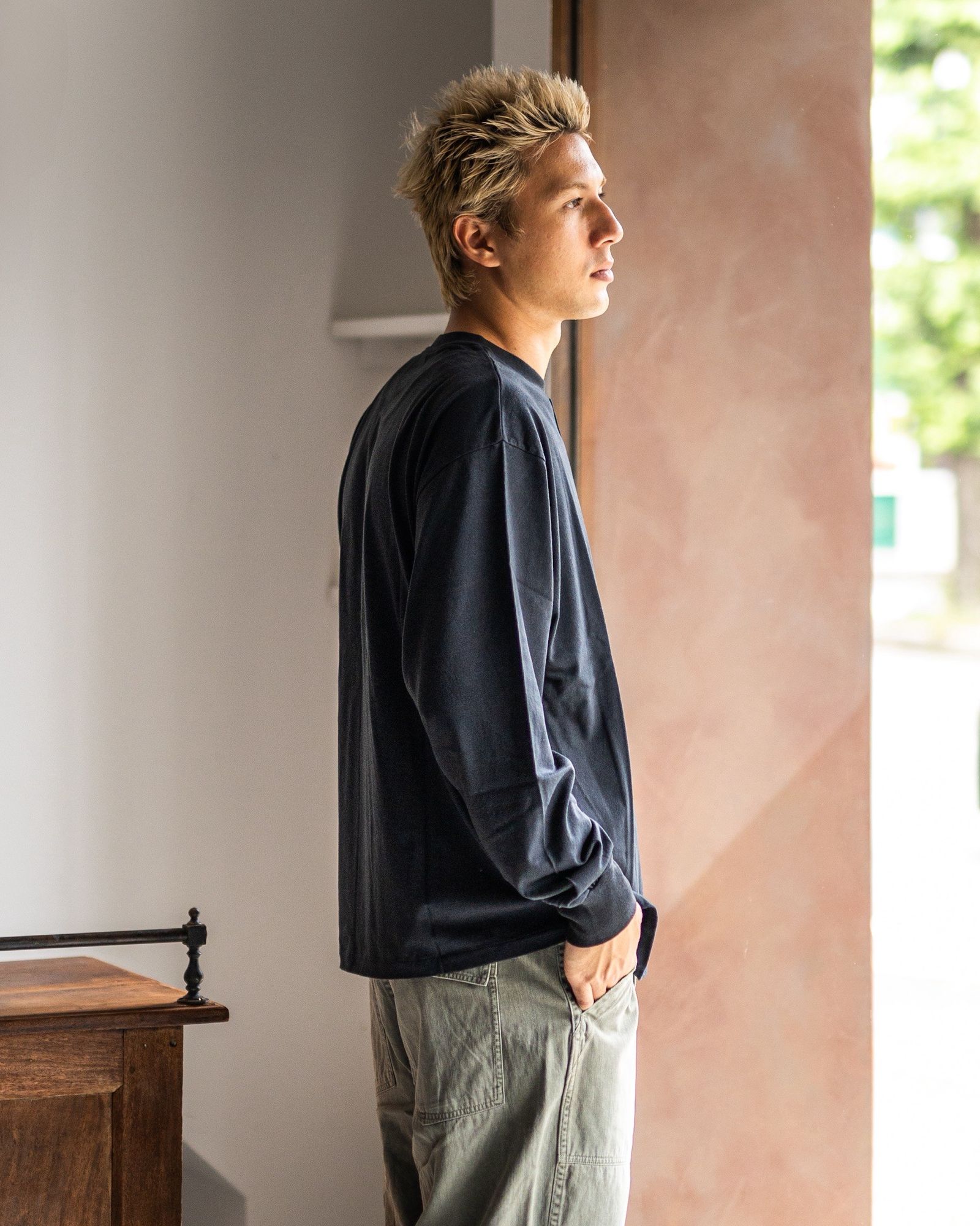 トップス A.PRESSE Cashmere Blend L/S Henley Neck A.PRESSE Cashmere Blend L/S Henley Neck Shirt (CHARCOAL