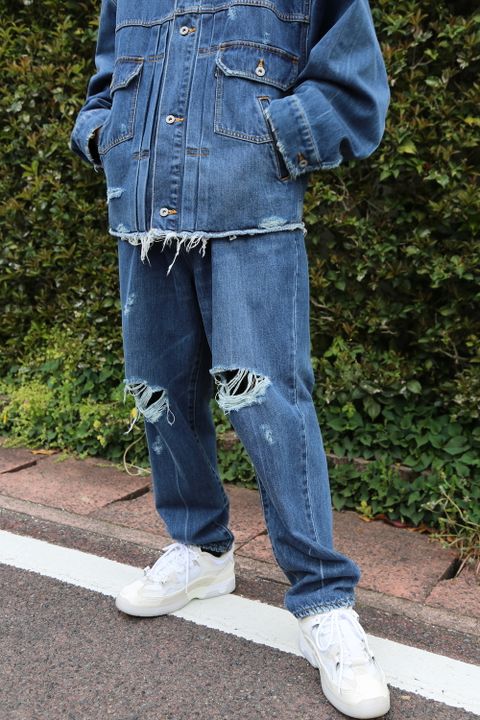 doublet 21ss DAMAGED SILK DENIM JACKET(21SS05BL114) style 2021.04.14.