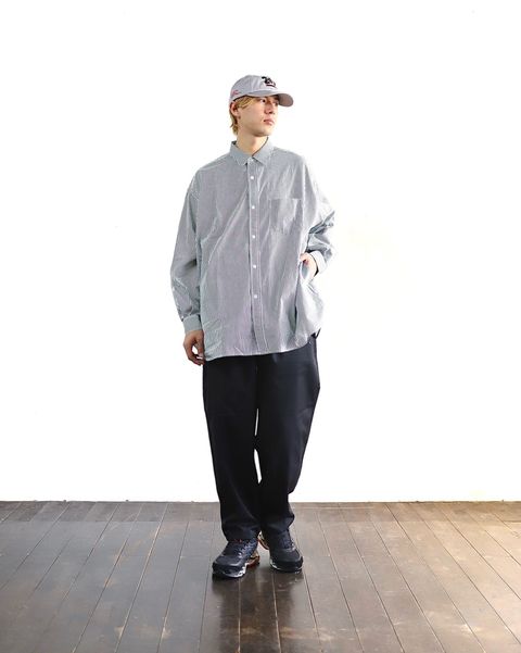 FreshService 24SS CORPORATE UNIFORM L/S SHIRT(GREEN STRIPE) style 2024.3.8