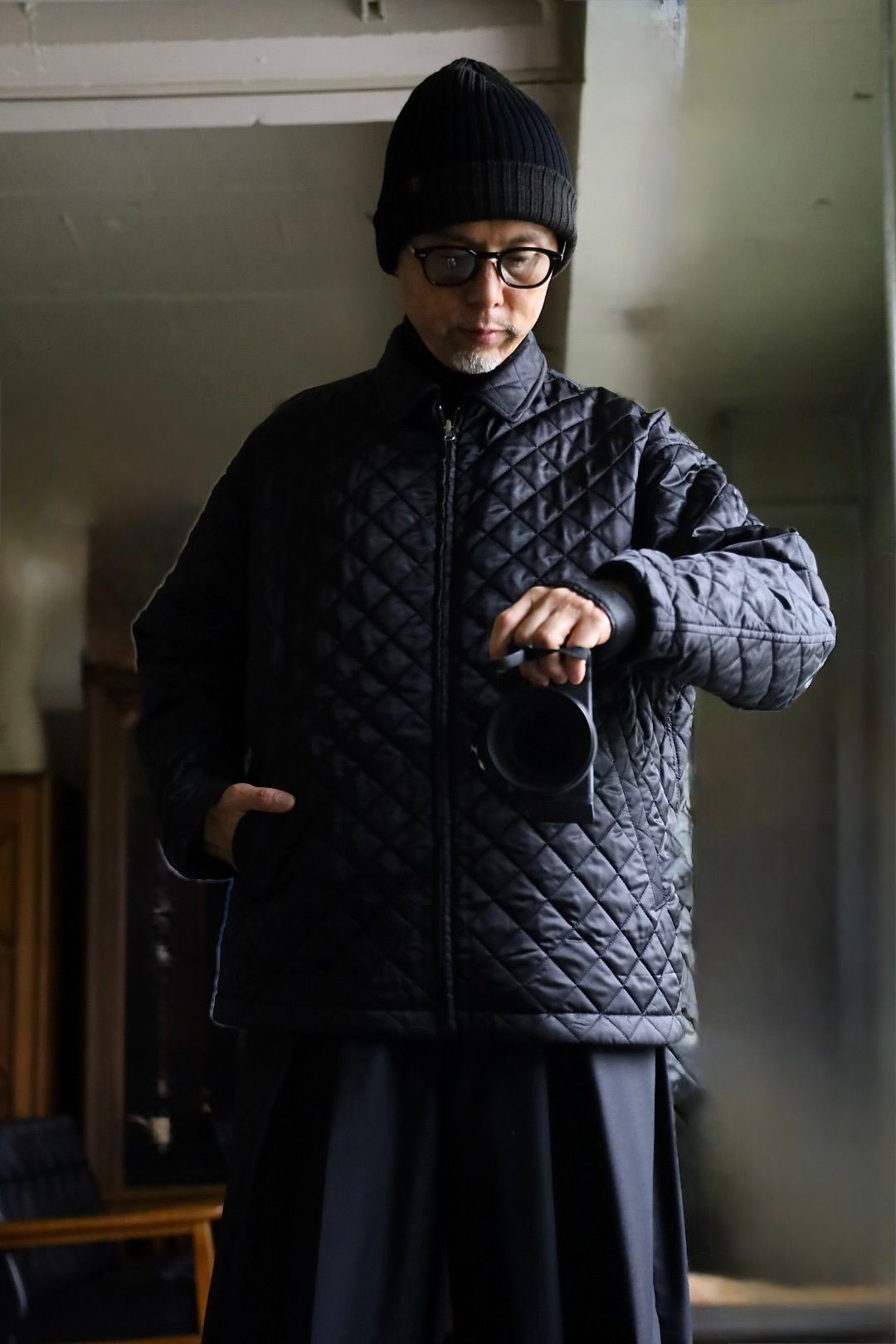 COMME des GARCONS HOMME 26FW リバーシブルキルティングジャケット"BLACK"スタイル