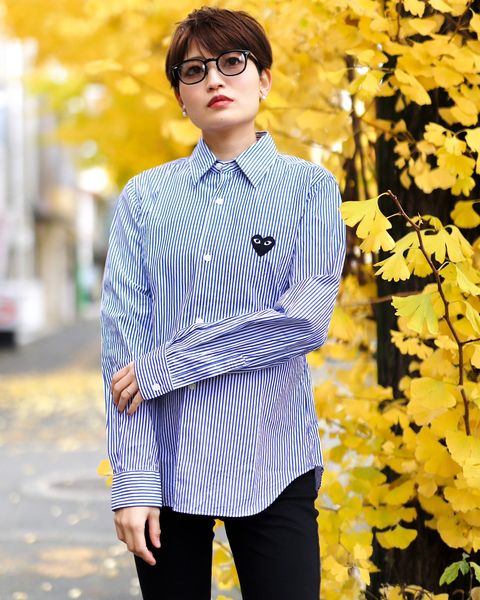 PLAY COMME des GARCONS レディース ストライプシャツstyle.2023.12.5