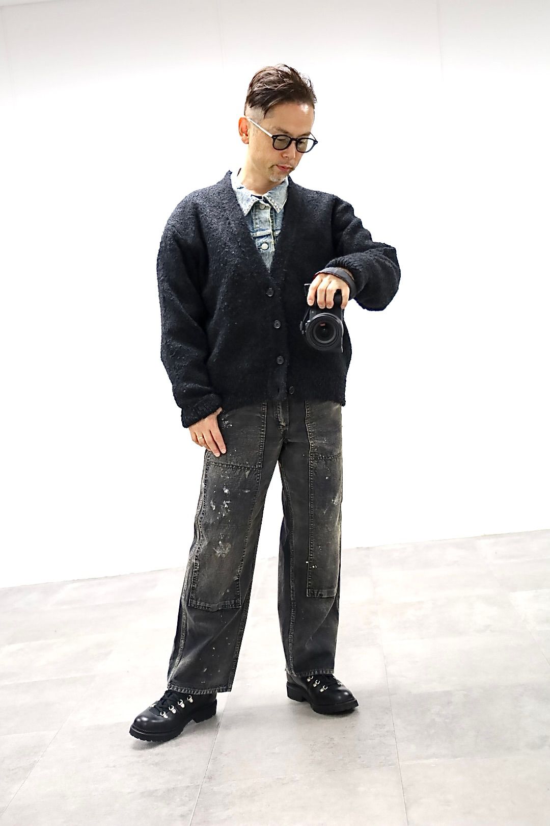 アプレッセ 2025 STYLE2 Cashmere Mole Yarn Cardigan(25AAP-03-19)CHARCOAL☆10月25日(土)発売!