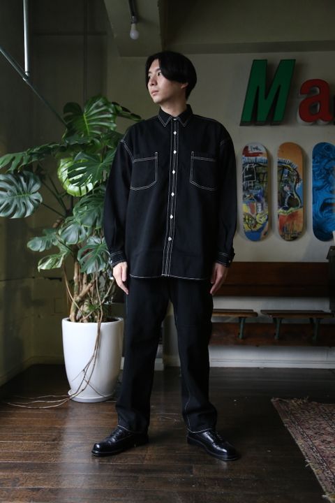 Graphpaper Denime Regular Collar Shirt (GM213-50077B) style.2021.8.22