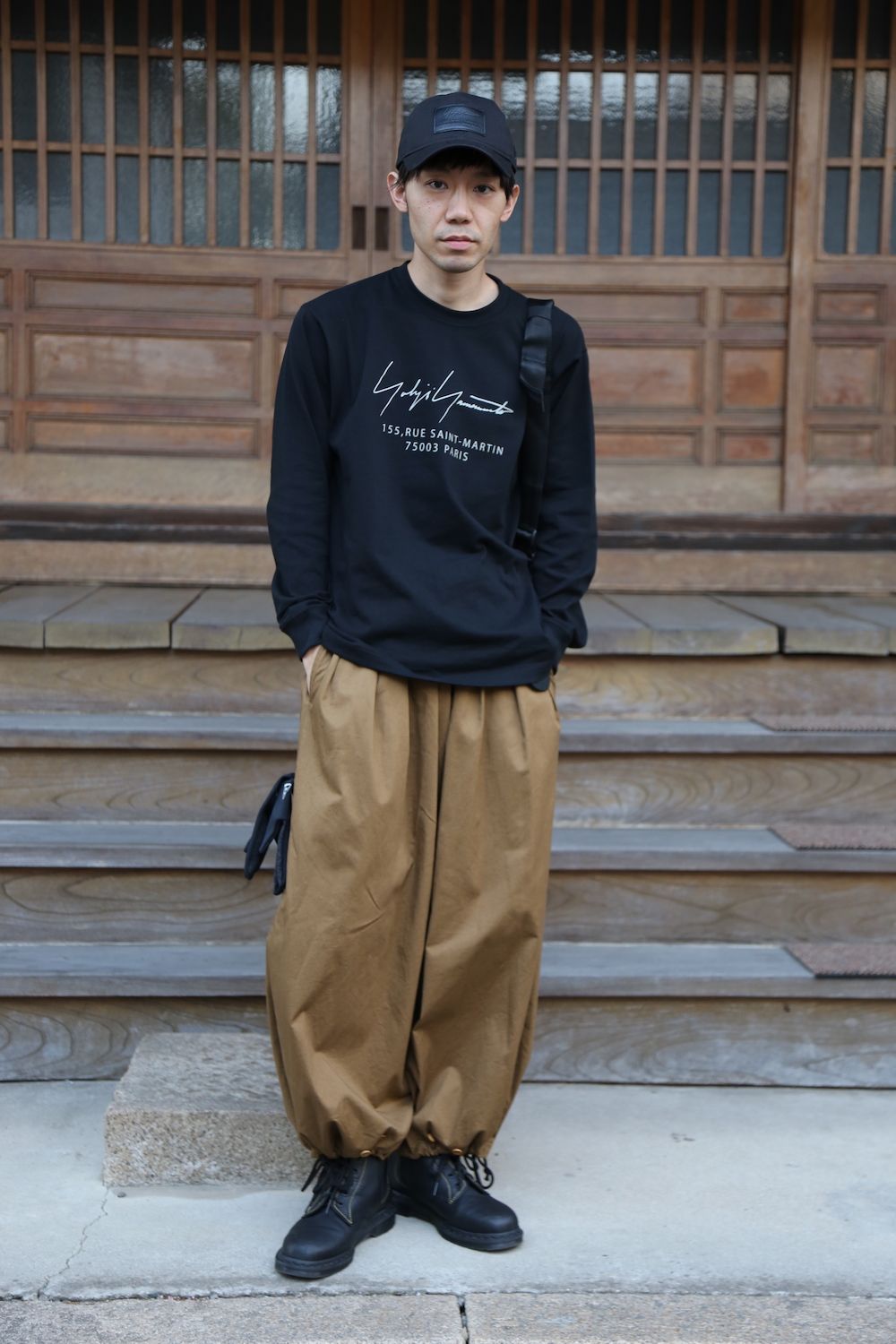 Yohji Yamamoto FW20コットン Tシャツ シグネチャーロゴ パリ ブラック