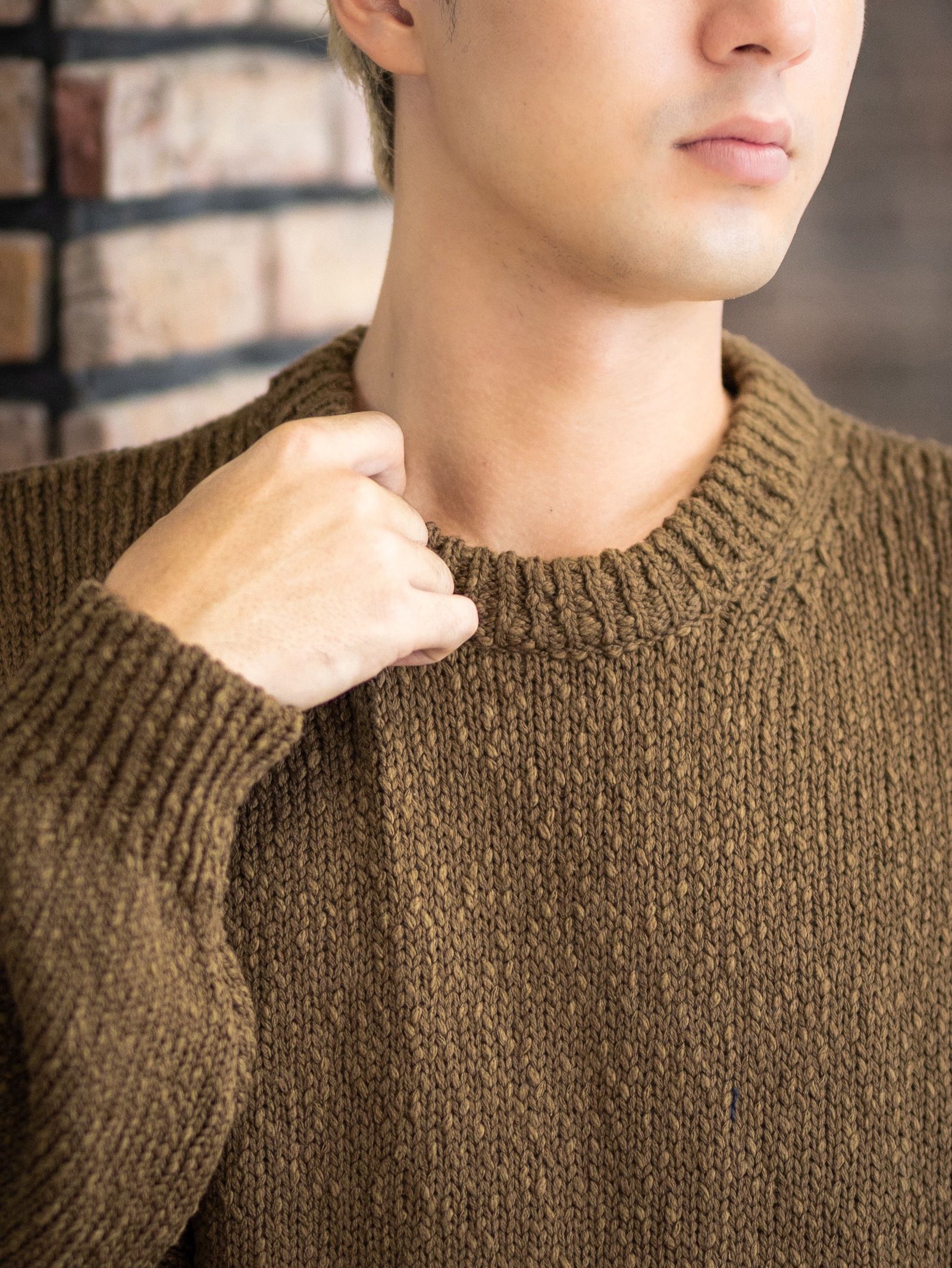 グラフペーパー Cotton Wool Slub Oversized Crew Neck Knit(GU263-80602)BROWN