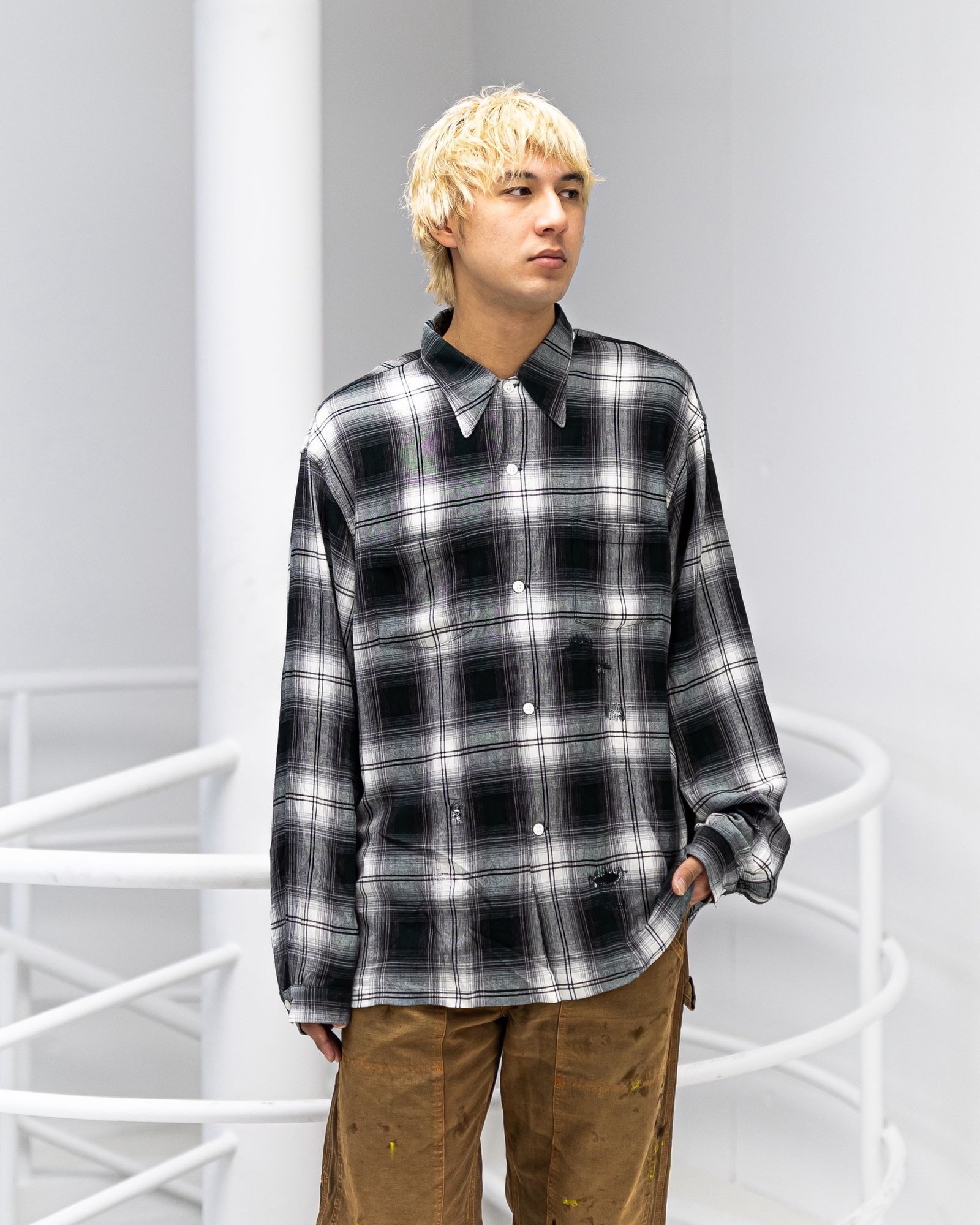 BOWWOW REMADE RAYON PLAID SHIRT AGED 新作発売！