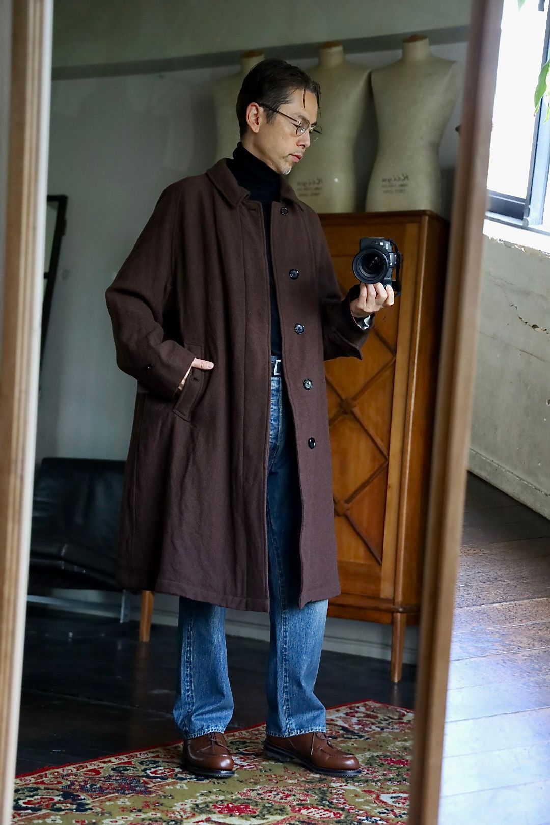 blurhms Classic Wool Balmacaan Coat"BROWN"スタイル.2025.10.13.
