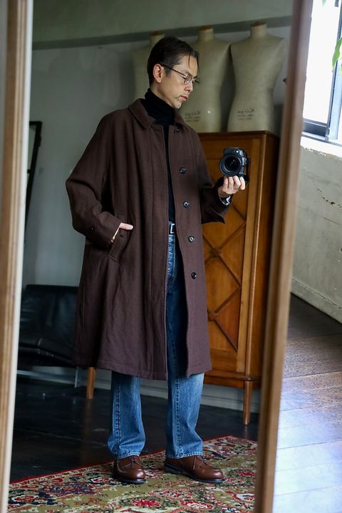 blurhms Classic Wool Balmacaan Coat"BROWN"スタイル.2025.10.13.