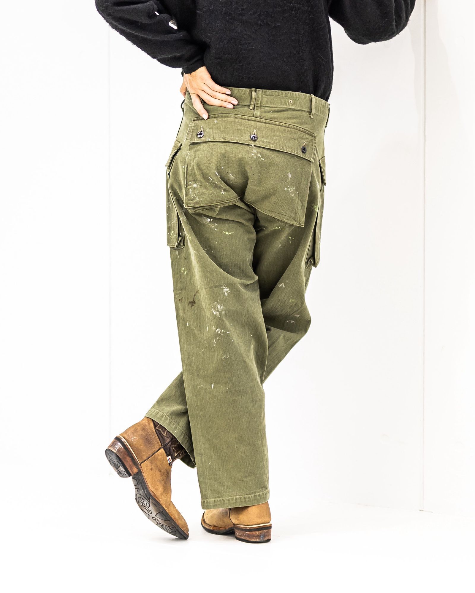 BOW WOW 25FWバウワウ PAINT STAINED USMC P-44 HBT TROUSERS(BW252-PU4HT)PAINT STAINED OD★10月11日(土)発売！
