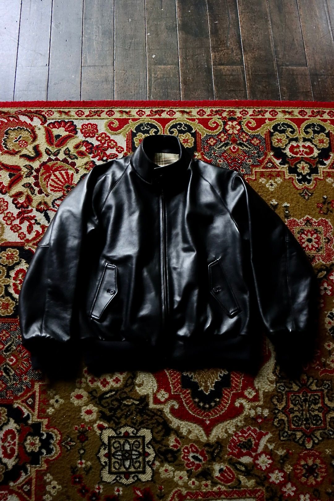 アプレッセ23AW Leather Harrington Jacket(23AAP-01-03H)BLACK☆9月16日(土)発売 - 1(S)