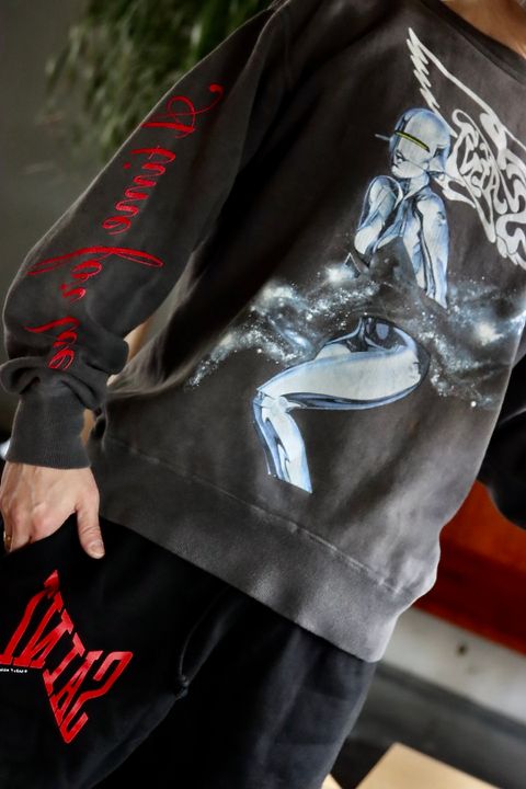 セントマイケル22SS SWEAT SHIRT SORAYAMA"BLACK".style.