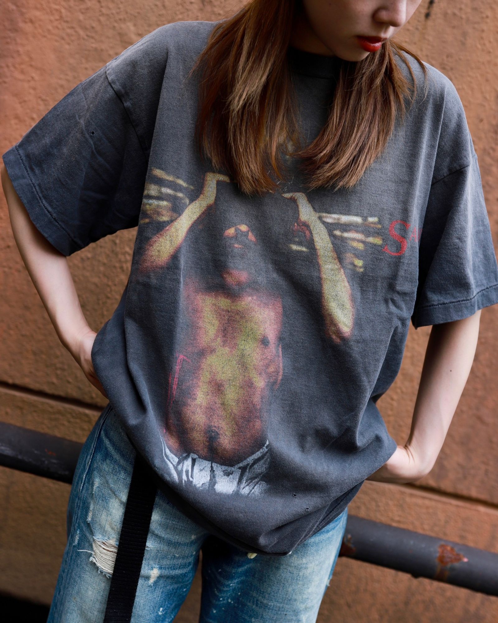 夏物セール!SAINT MICHAEL SS TEE/WE LIVE HELL-