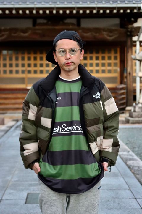 eYe JUNYA WATANABE MAN × THE NORTH FACE WネームNUPTSE JACKETスタイル.2022.11.24.