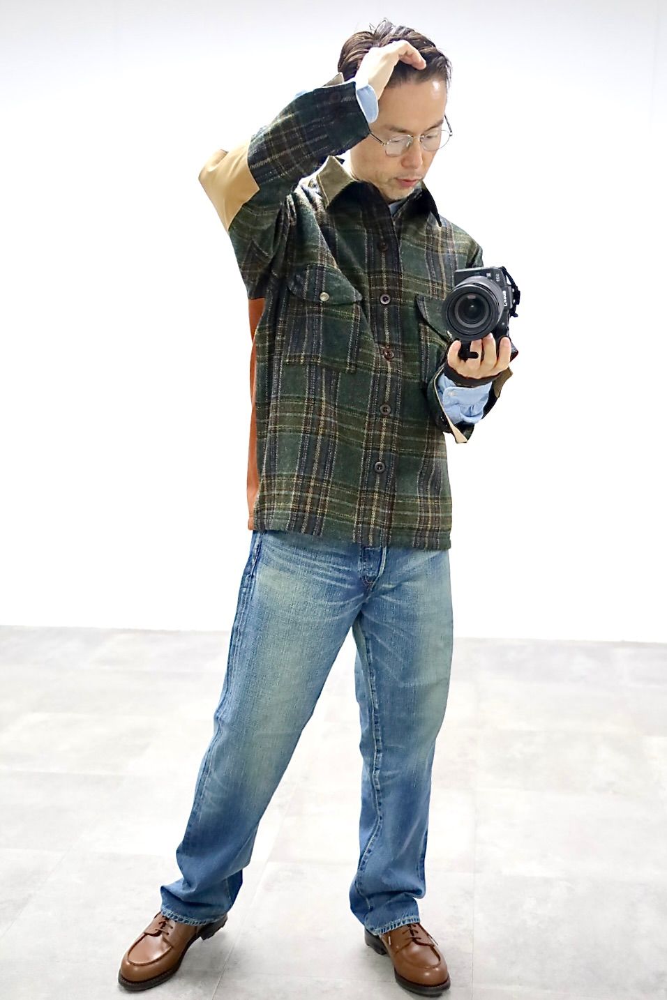 JUNYA WATANABE MAN FILSON Wネームウールチェックツイードレザージャケット2025.11.3.