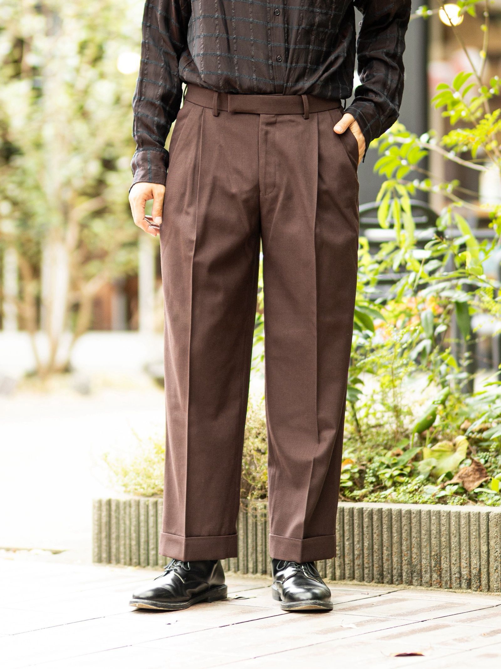 マーカウェア 26AW DOUBLE PLEATED SEMI EASY TROUSERS(A26C07PT02C) DARK BROWN☆新作発売！