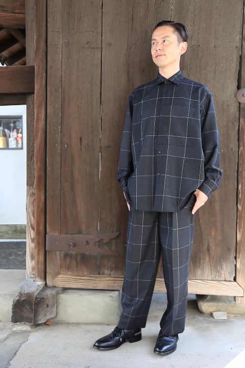 YOKE NAVY CHECKセットアップスタイル.2020.11.1.
