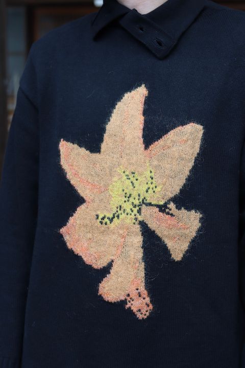 yohji yamamoto 花柄タートルボタンニット(HX-K16-181) style.2021.8.29.