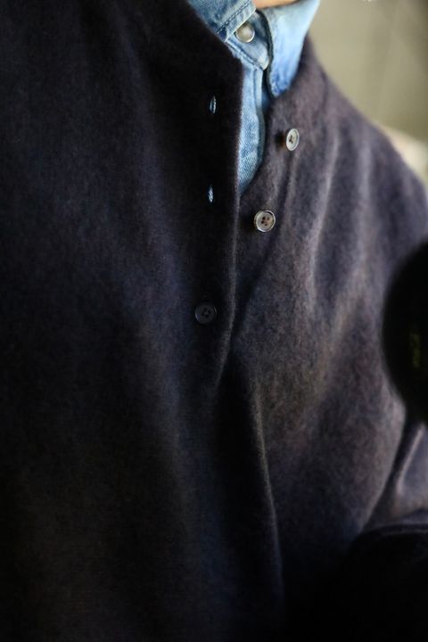 A.PRESSE 2026 STYLE2 Brushed Cashmere Middle Gauge Henley Neck Sweater"BROWN"スタイル2026.10.3.