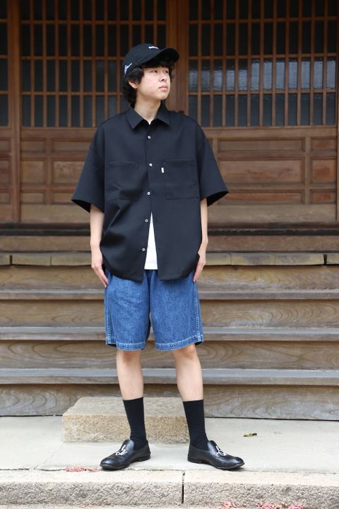Graphpaper Selvage Wool S/S Oversized Box Shirt(GM212-50260) style. 2021.06.20.