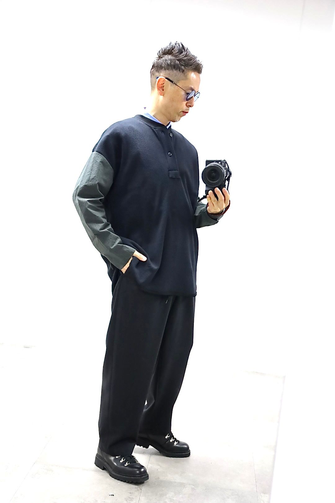 COMME des GARCONS HOMME 26SS ワッフルヘンリー切替えカットソースタイル