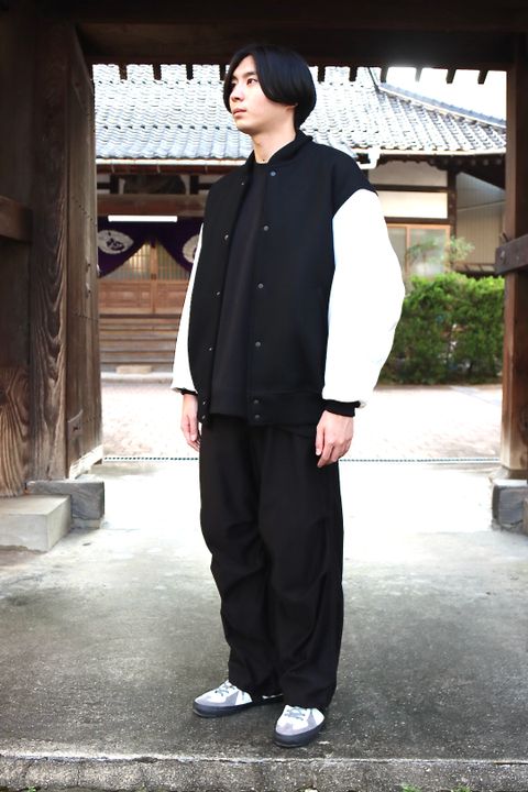 Graphpaper Scale Off Melton Stadium Jacket"BLACK"style