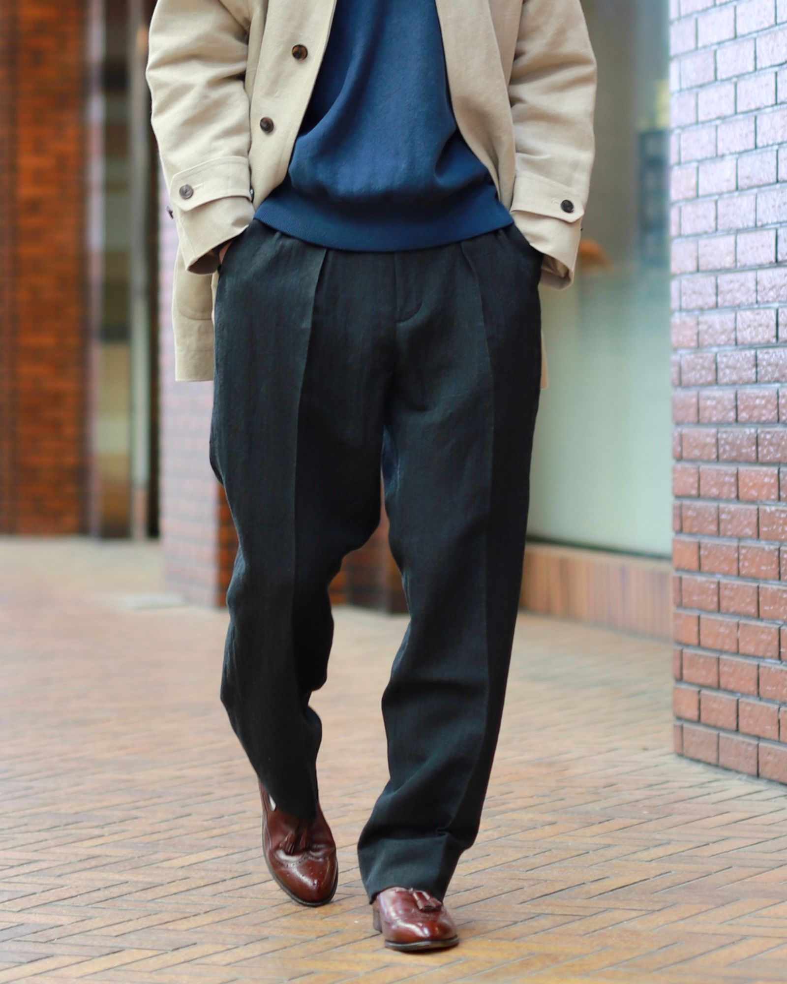 アプレッセ23SSコート Linen Half Coat(23SAP-01-06H)BEIGE