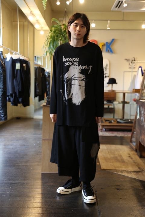 Yohji Yamamoto 2020AW 新作前後長袖メッセージプリントカットソー style.2020.7.26.