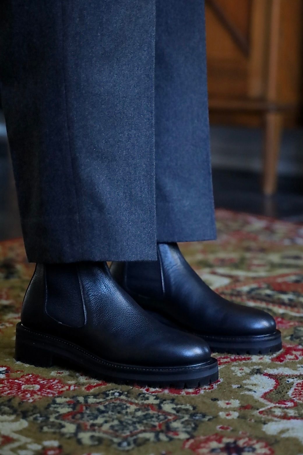 FOOTWORKSフットワークス サイドゴアブーツ Side Gore Boots in Grain Leather(F03-0001_M)BLACK☆新作発売！