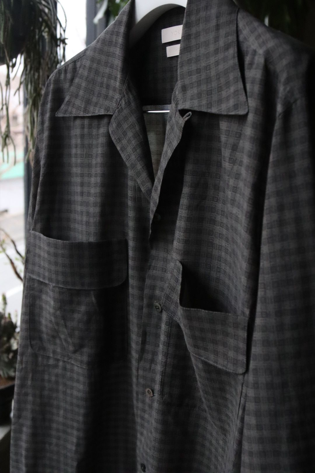ヨーク24SS PIXEL LOW PLAID OPEN COLLAR SHIRT(YK24SS0654SH)CHARCOAL