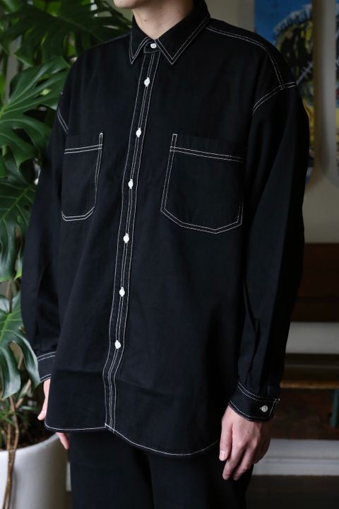 Graphpaper Denime Regular Collar Shirt (GM213-50077B) style.2021.8.22
