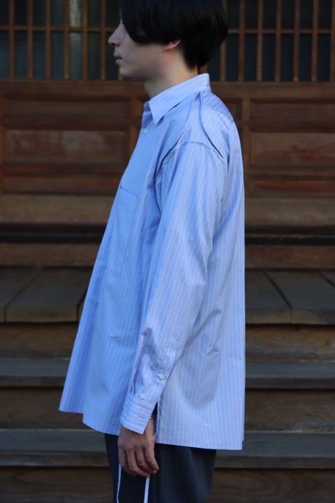 YOKE THOMAS MASON STRIPED PIPING SHIRT"SAXE"style.
