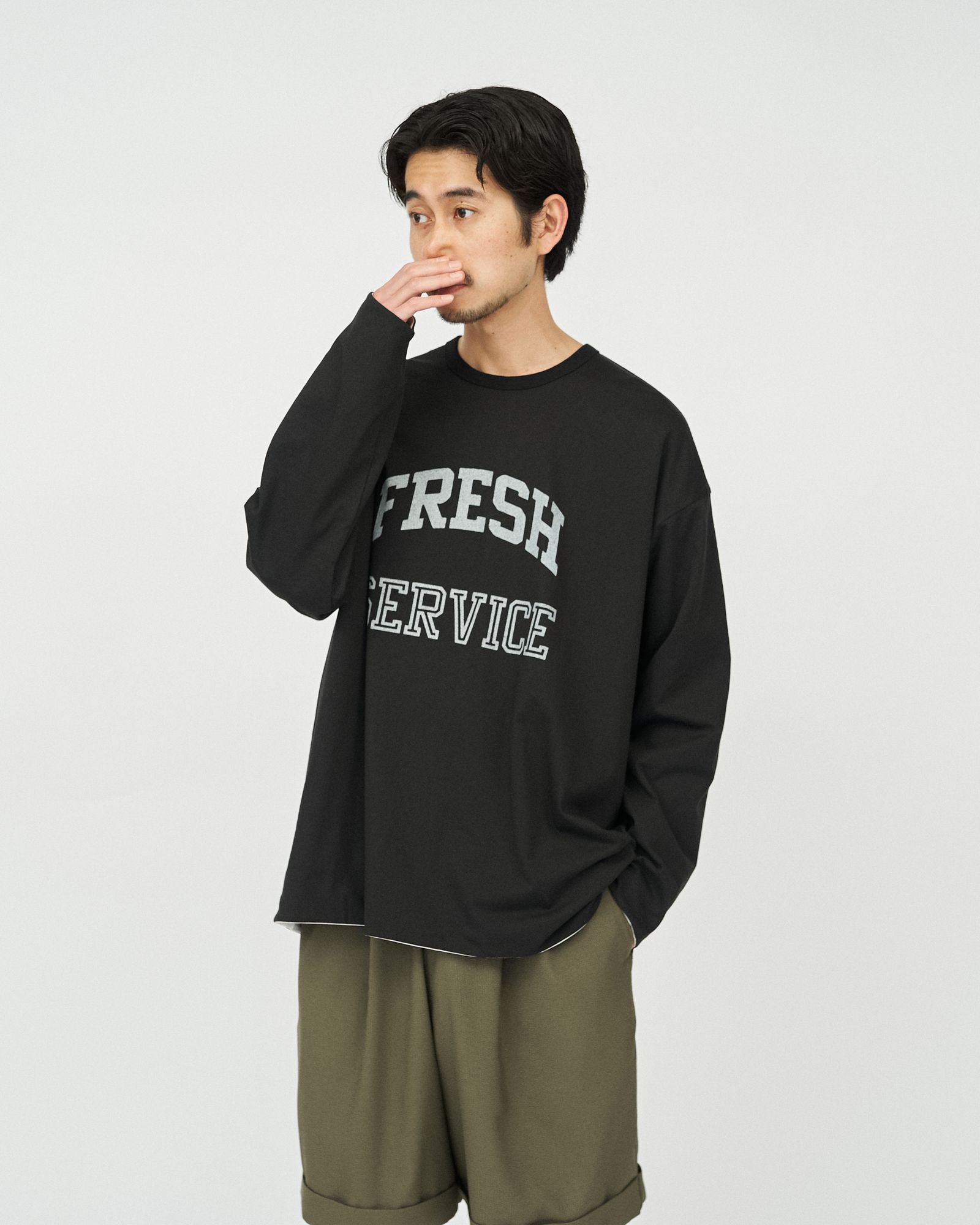 フレッシュサービス REVERSIBLE L/S TEE (FSC252-70041)BLACK