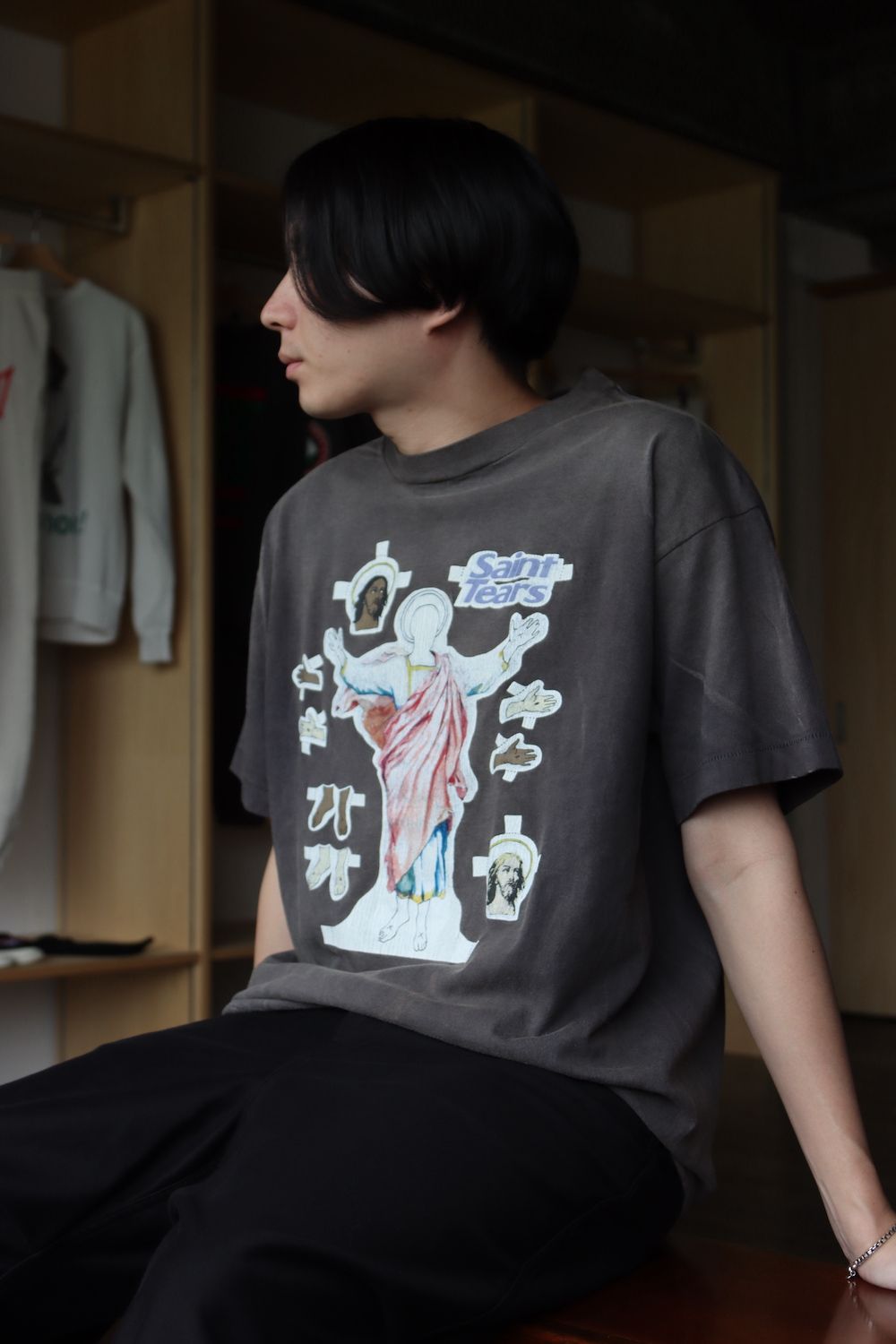 SAINT MICHAEL◇Tシャツ/M/コットン/WHT/SM-S21-0000-045/21SS