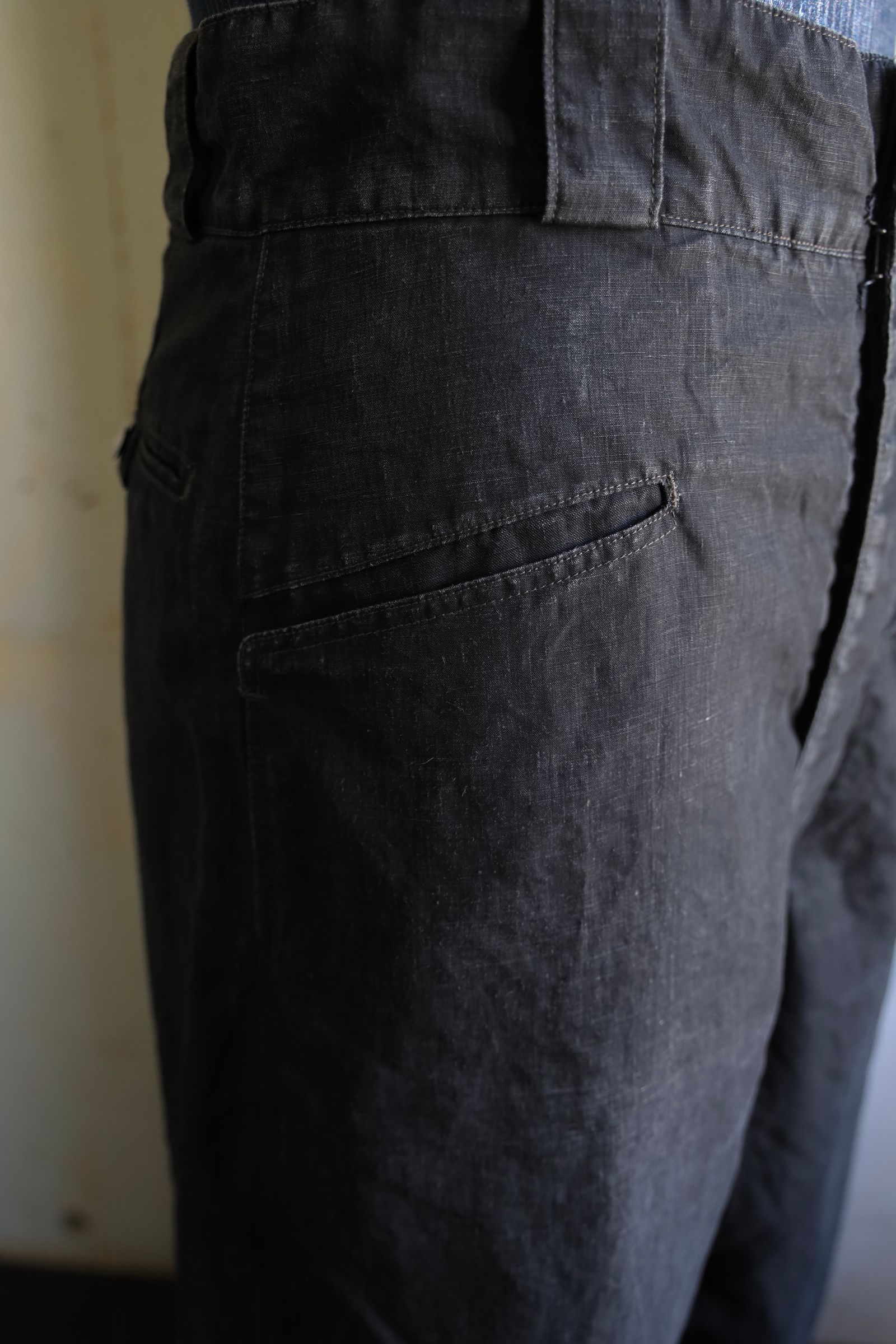アプレッセ Vintage Black Linen Trousers (25SAP-04-19H) BLACK