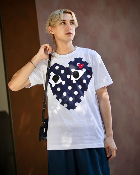 PLAY COMME des GARCONS ポルカドットTシャツ スタイル 2024.6.17