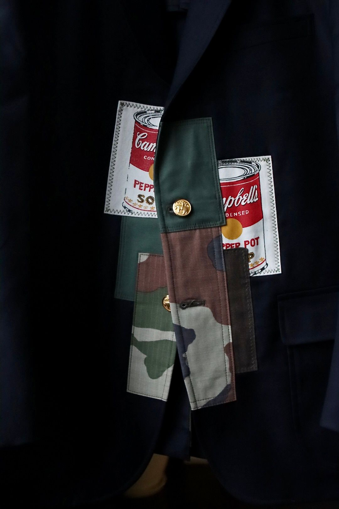 ジュンヤワタナベマン23SS BROOKS BROTHERS×ANDY WARHOLブレザーカスタマイズ(WK-J101-051) NAVY
