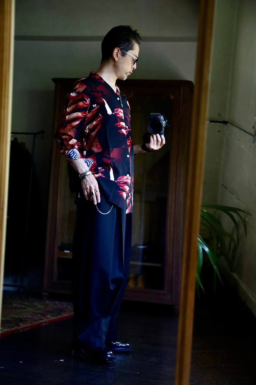 LASTMAN PRINTED OPEN COLLOAR SHIRTS L/S "STUFF"スタイル.2024.9.10.