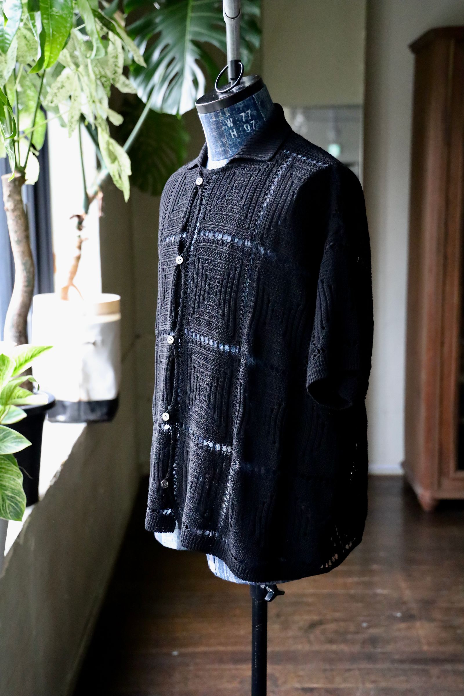 ヨーク25SUMMER シャツ CROCHET KNIT SHIRT(YK25SS001011S)BLACK☆5月3日(土)発売！