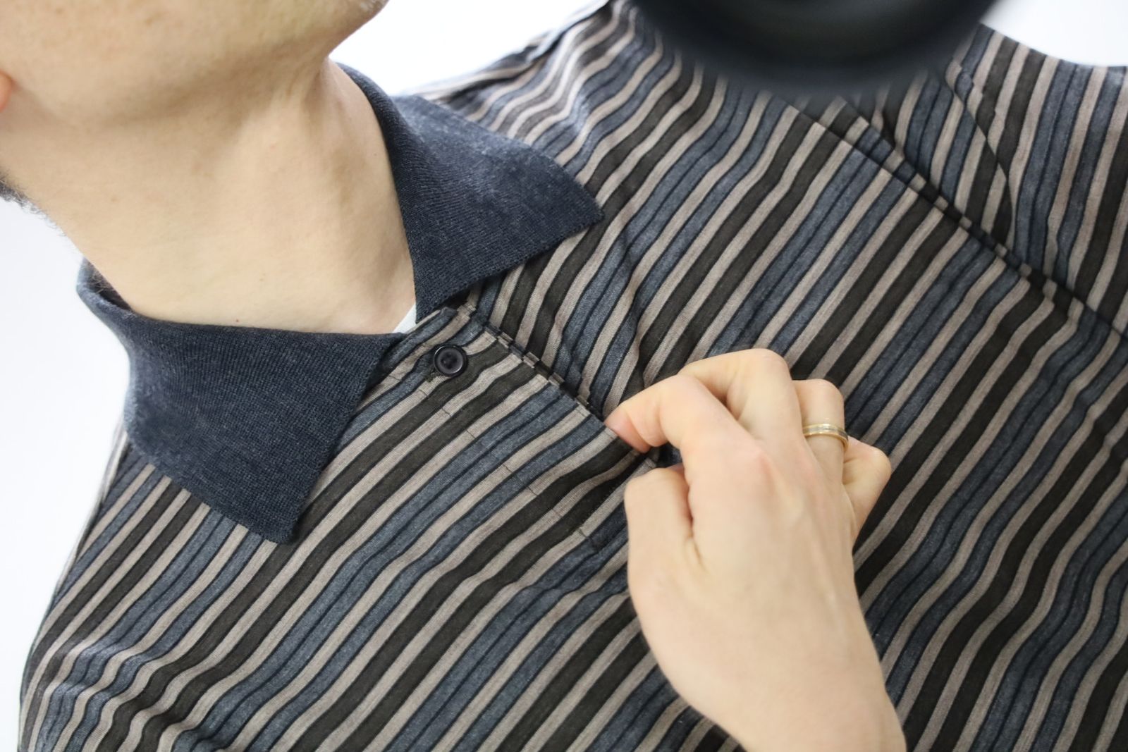 マーカ 26SS ワンボタンポロTシャツ ONE BUTTON POLO TEE S/S(M26A12CS01B)BEIGE BORDER☆新作発売！