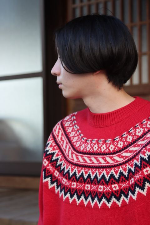 JUNYA WATANABE COMME des GARCONS MAN ラムウールジャガードニットRED style