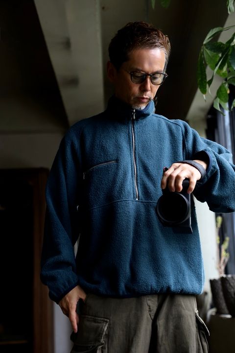 A.PRESSE 2026 STYLE2 Vintage Silk Fleece Harf ZIP Jacket"BLUE"スタイル