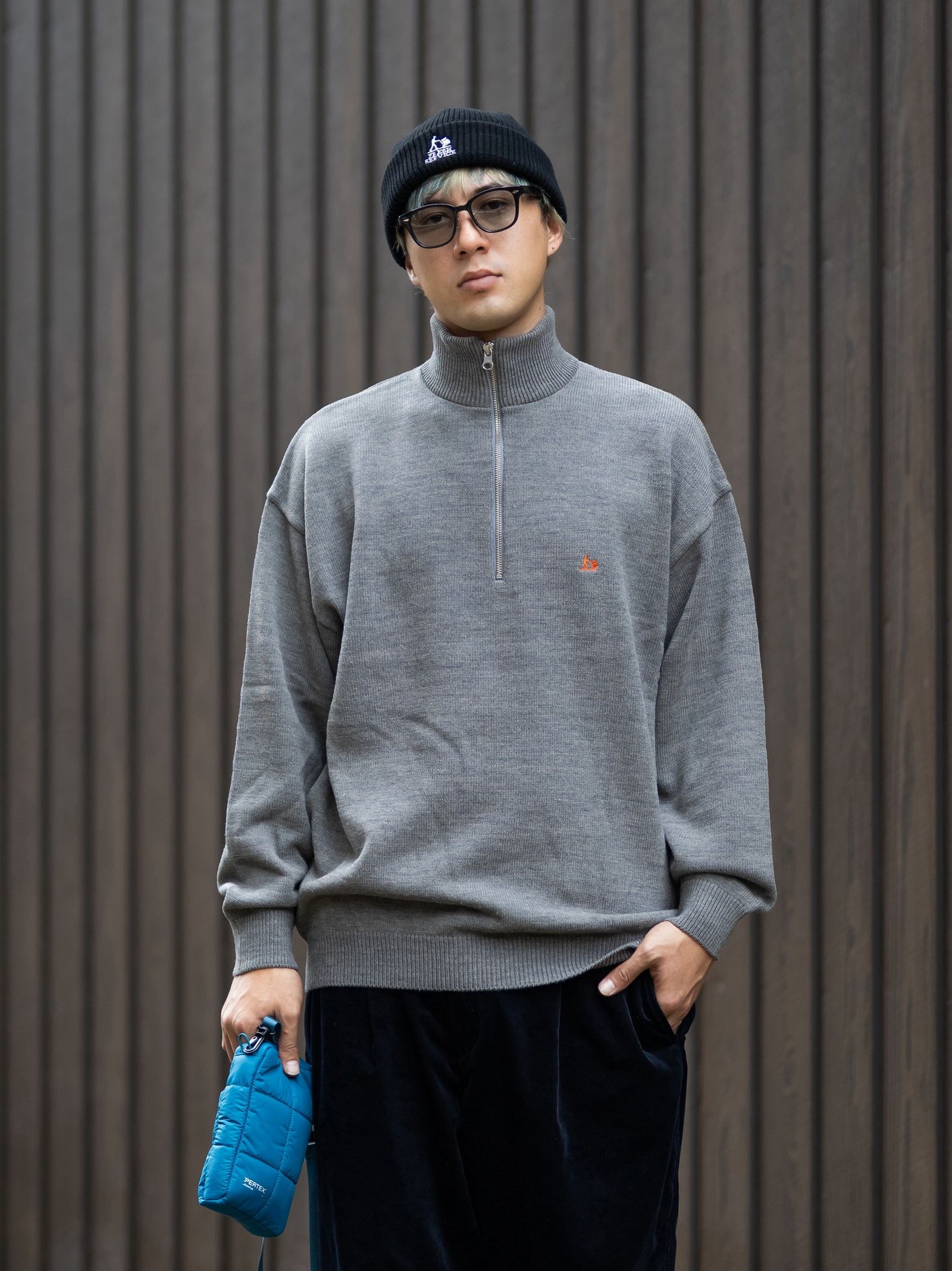FreshService THERMAL JERSEY HARF ZIP KNIT MARK STYLE