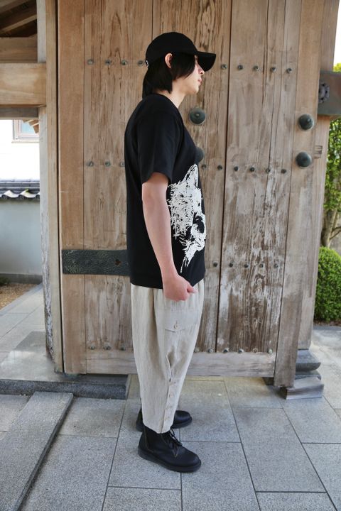 Yohji Yamamoto 半袖 コットン Tシャツ SS21 ドッグ シグネチャーロゴ(HD-T96-082)style.2021.4.13.