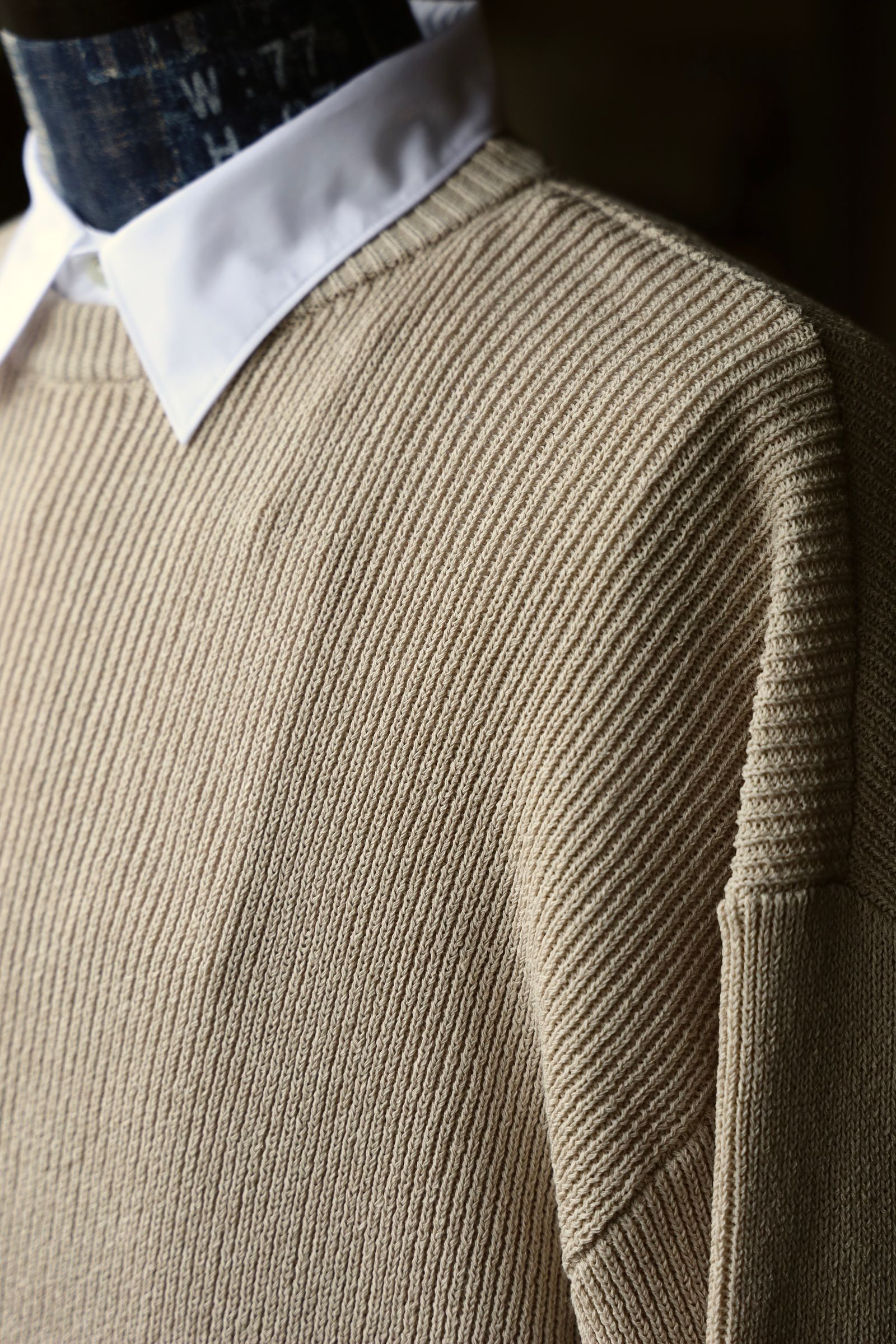 グラフペーパー 25SS Linen Solotex Loose Rib Crew Neck(GU251-80119)BEIGE