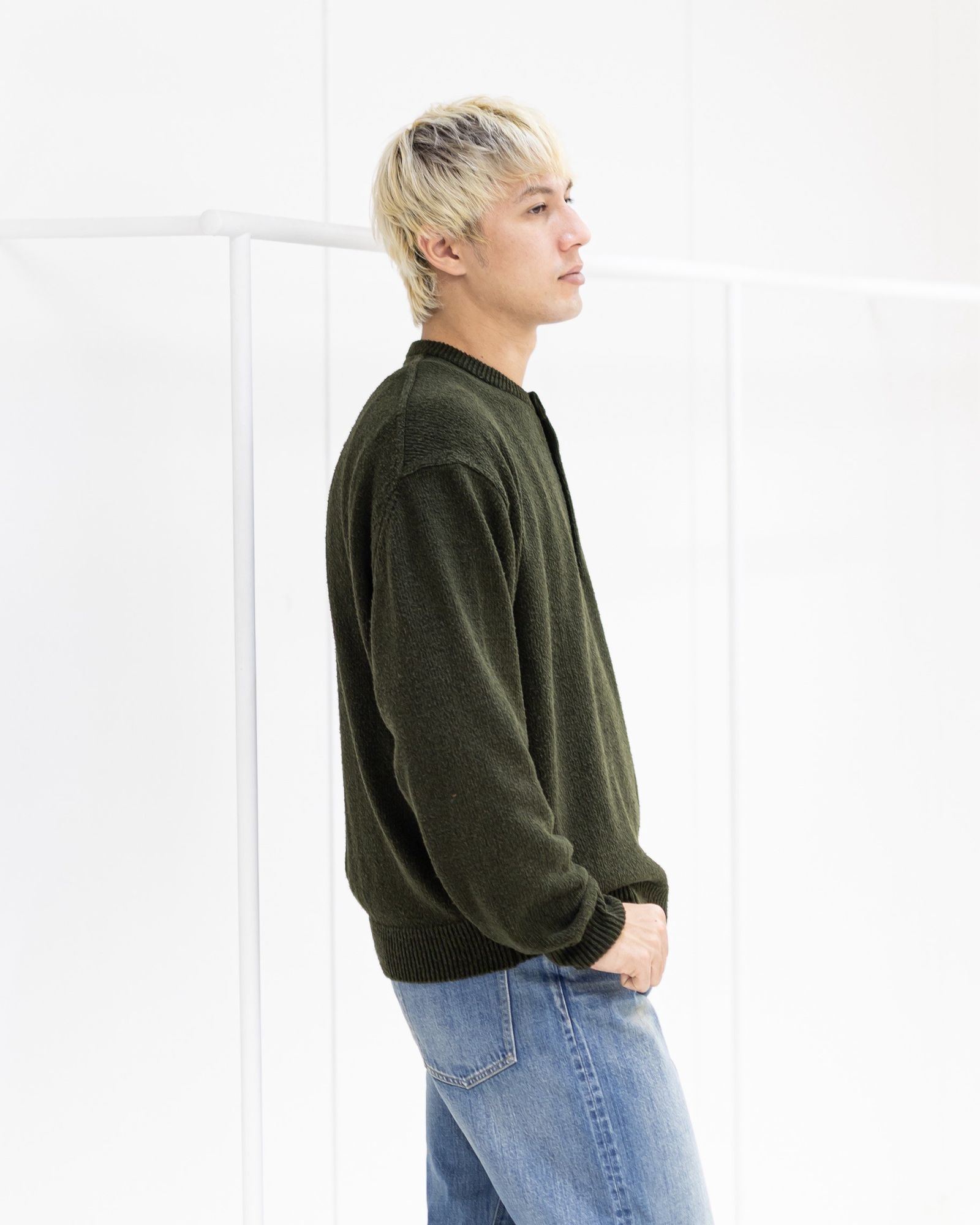 アプレッセ 2026 STYLE1 Washed Silk Nep Henry Neck Sweater(26SAP-03-08)OLIVE☆1月10日(土)発売！