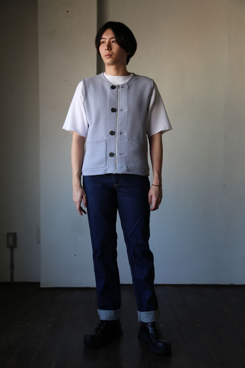 MATSUFUJI Modified Farmers Knit Vest style.2021.1.16. | 1499 | mark