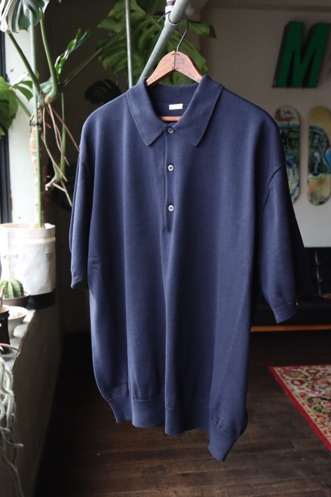 アプレッセ23SS S/S Cotton Knit S/S Polo Shirts(23SAP-03-04H)NAVY☆3月25日(土)発売！ -  1(S)